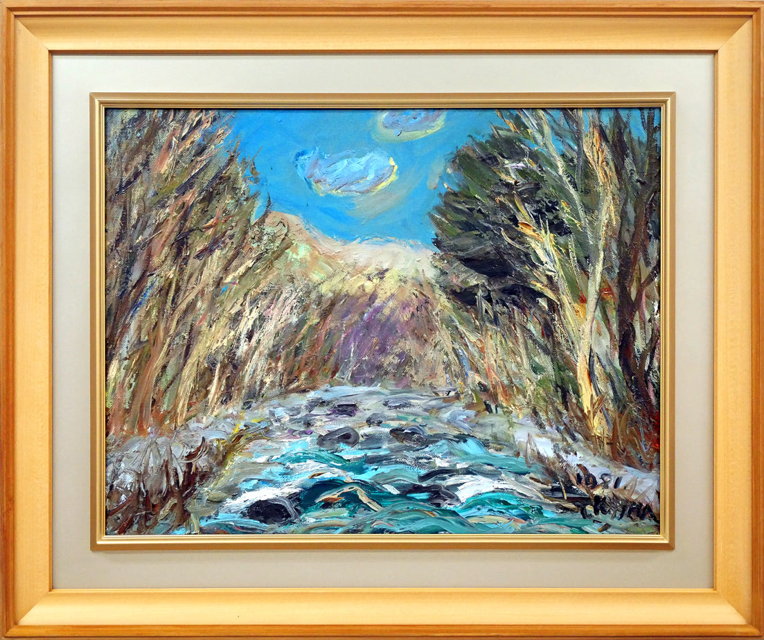 初雪の堤 油絵 P10（530×410mm） 初雪の堤 油絵 P10（530×410mm） 初雪