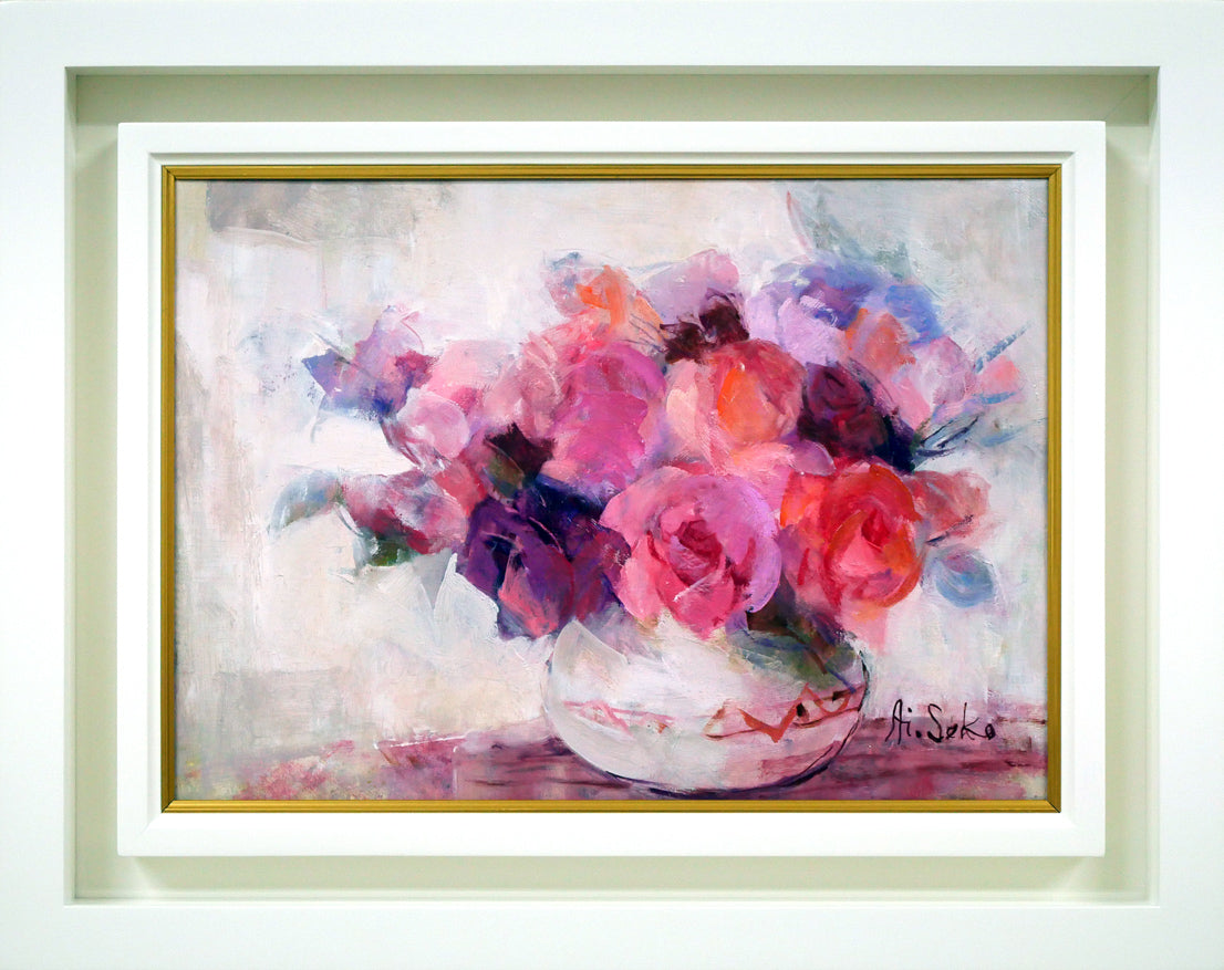 瀬古愛「薔薇」油絵・F4号 絵画買取・販売の小竹美術