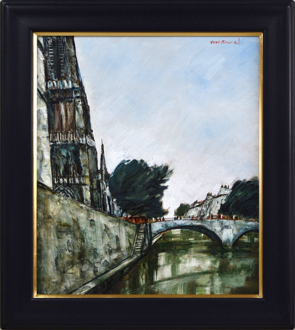 真作」浅田薫「パリ」風景画 油彩画 額装 サイン有り F10号 園田郁夫
