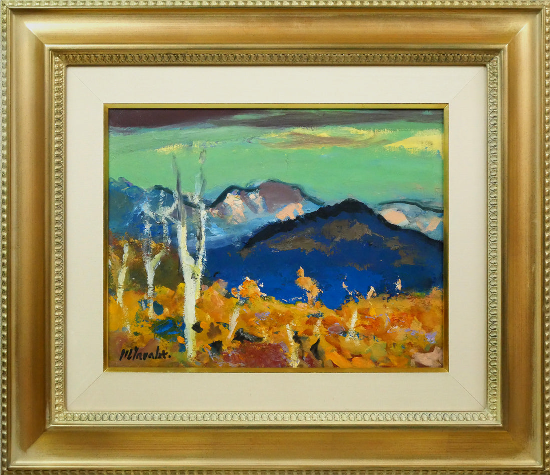 田辺三重松「裏大雪初夏」油絵・F6号 絵画買取・販売の小竹美術