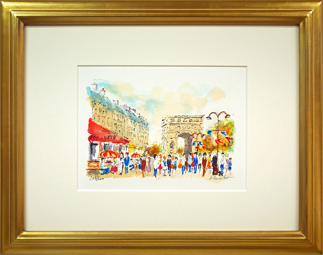 ウルバン・ウシェ（Urbain Huchet）「凱旋門（パリ）」リトグラフ 絵画
