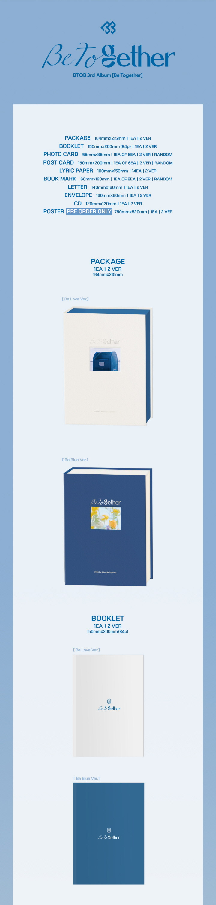 SET] BTOB 3rd Album - Be Together (SET Ver.) 2CD + 2Poster