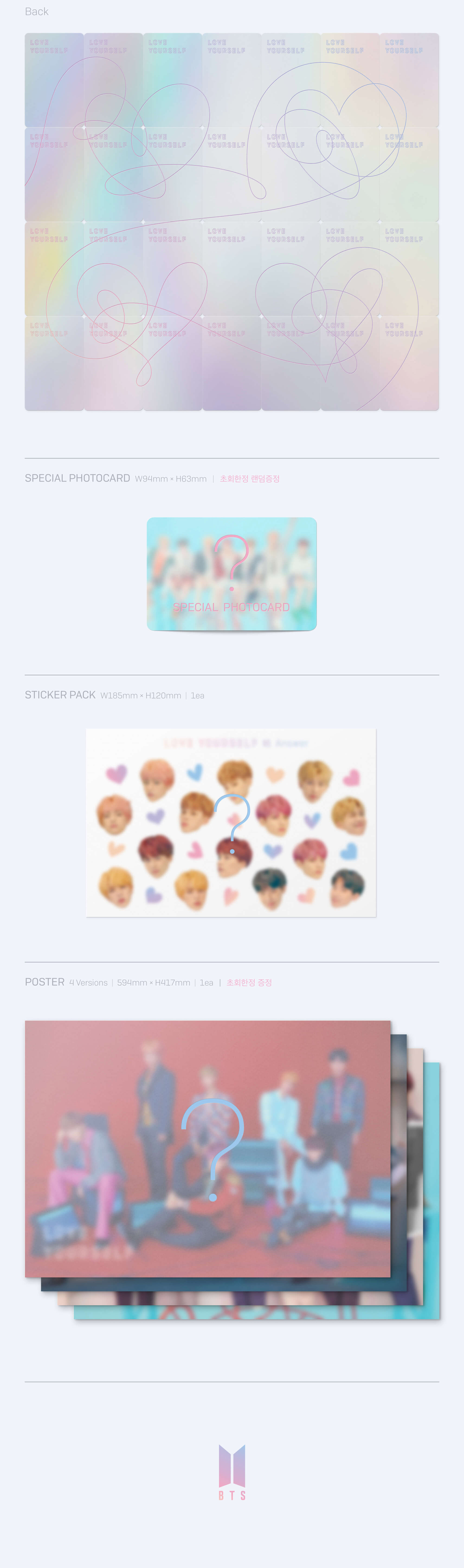 SET] BTS. Album - LOVE YOURSELF 結 'Answer' 4 Version CDs + 4Poster