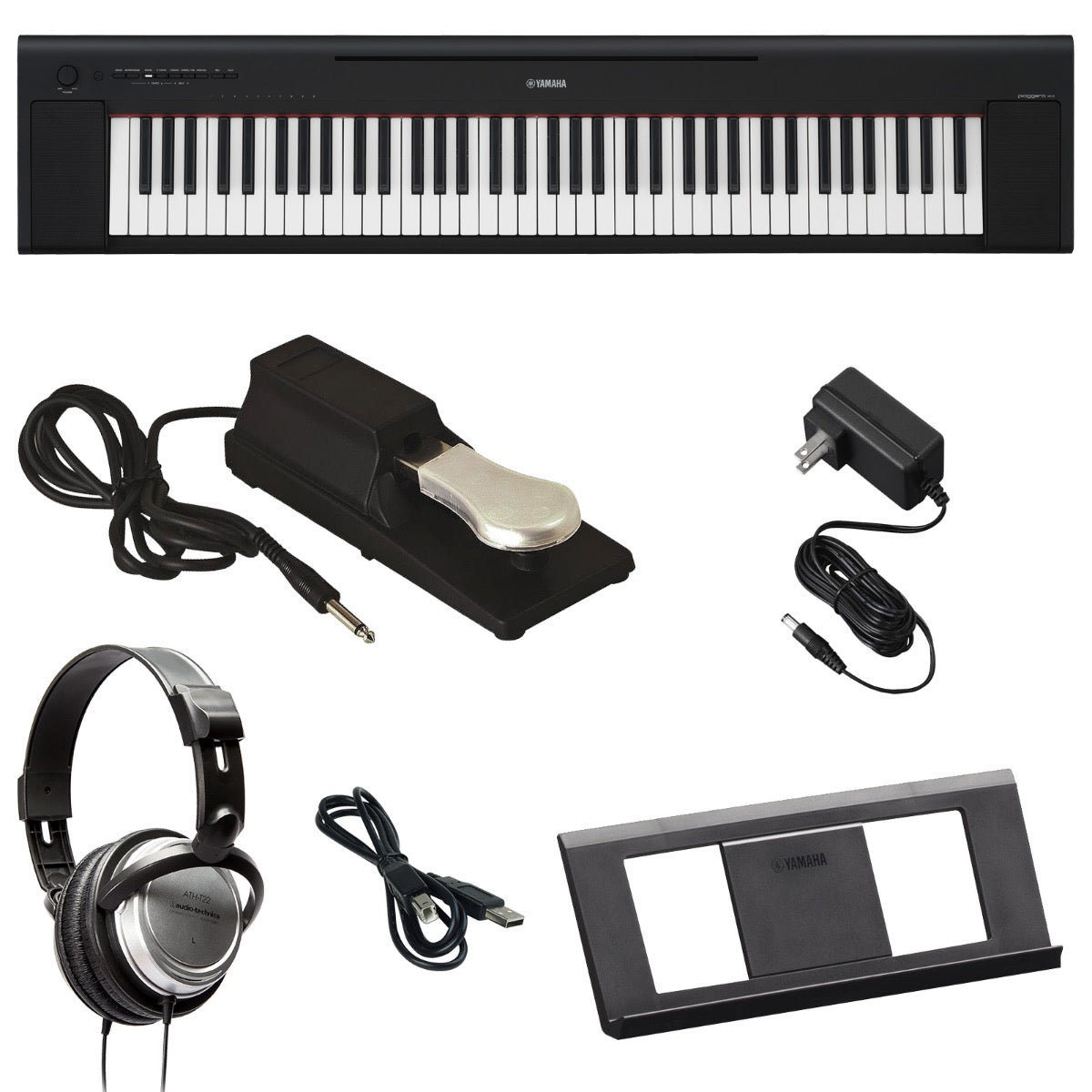 Yamaha Piaggero NP-35 76-Key Portable Keyboard - Black BONUS PAK