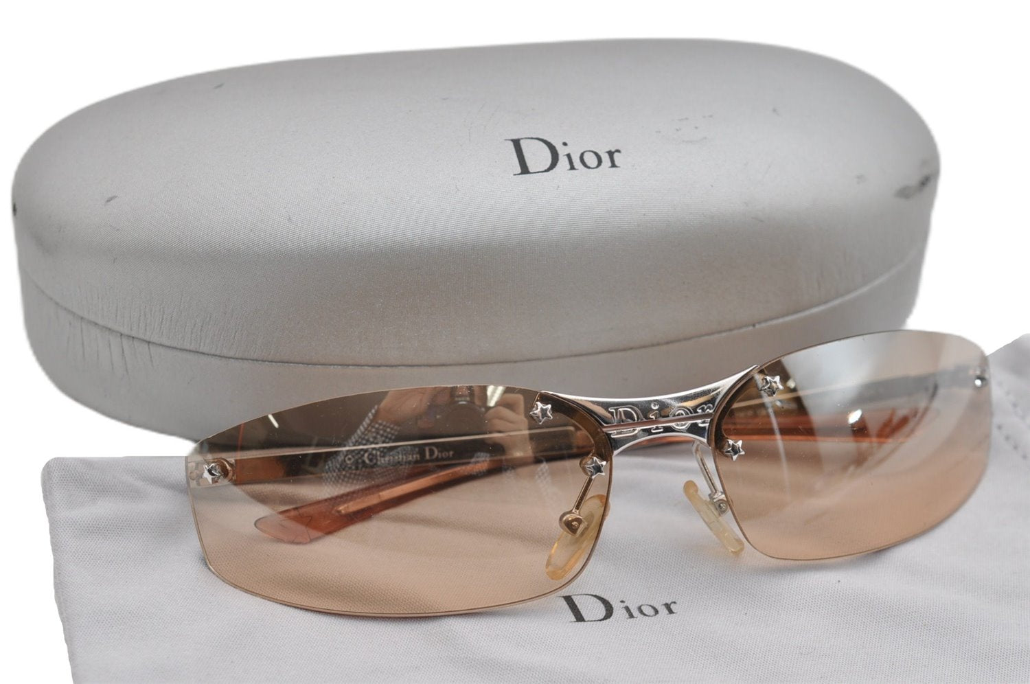 Authentic,Christian Dior,Plastic,Sunglasses,Orange,2258G