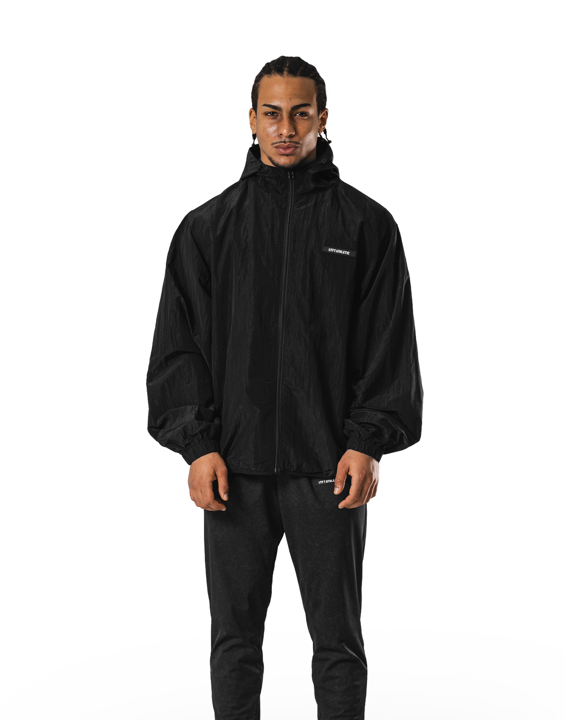 Stretch Nylon Wappen Hoodie Jacket - Black – LÝFT