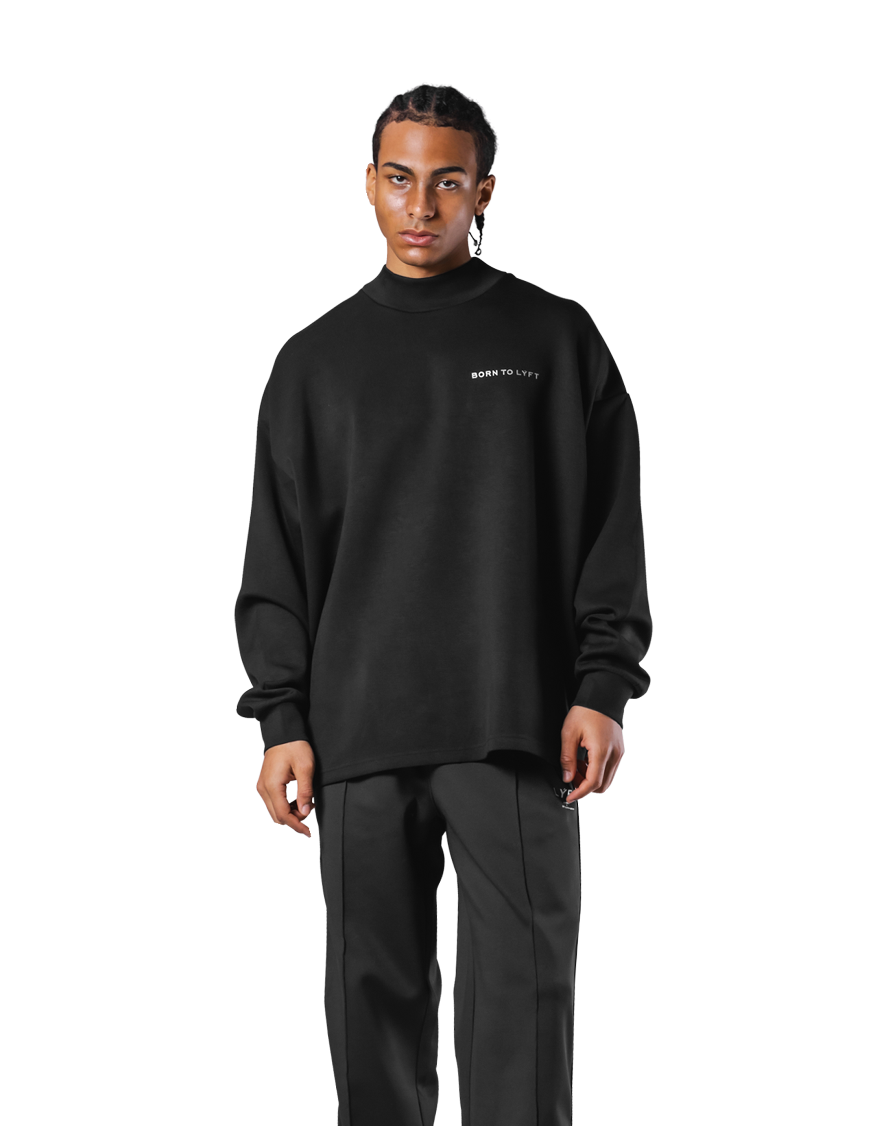 Oversize Mock Neck Pullover - Black – LÝFT