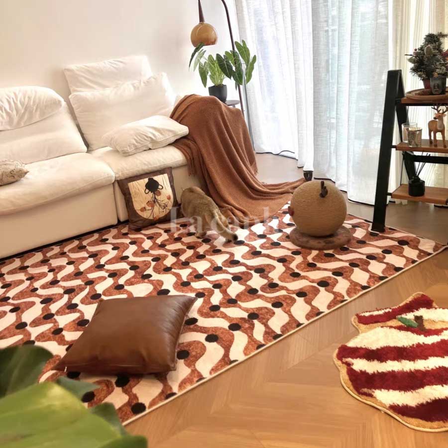 コーヒーカラーラグ (2designs)（茶）リラックスできる空間を演出