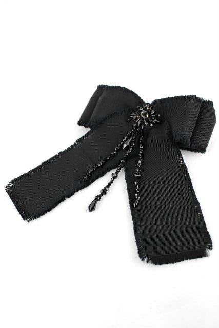 GUCCI グッチ グログラン リボンブローチ ブラック ビジュー Bee