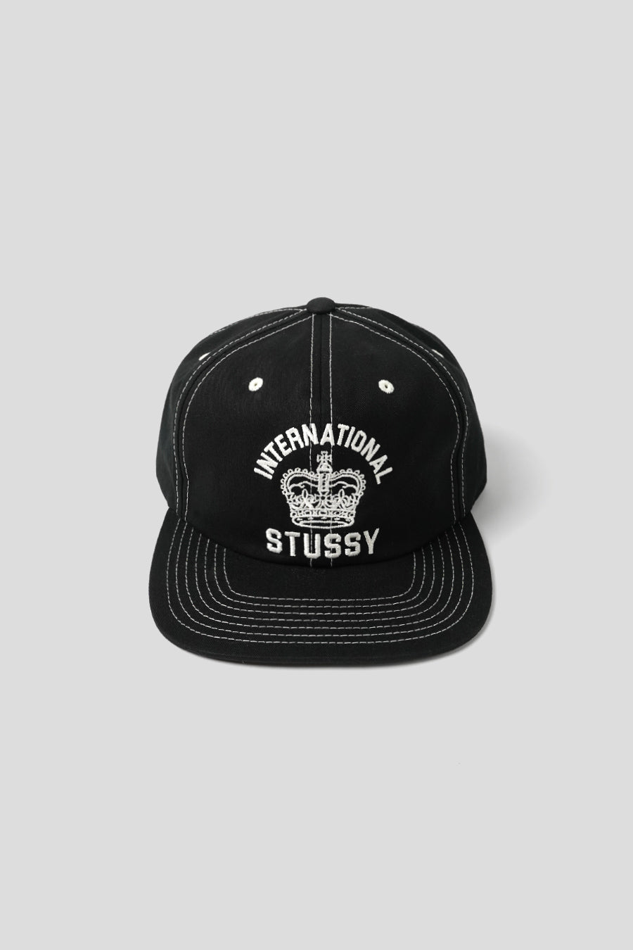 Stussy - BLACK MID-DEPTH INTERNATIONAL CROWN STRAPBACK CAP – LE