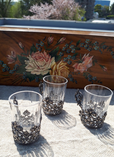 FA0610 フランス シルバー ホルダー付 リキュールグラス *アンティーク