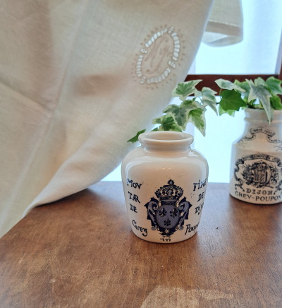 FA0609 GREY POUPON マスタード ポット * アンティーク雑貨 陶器ポット