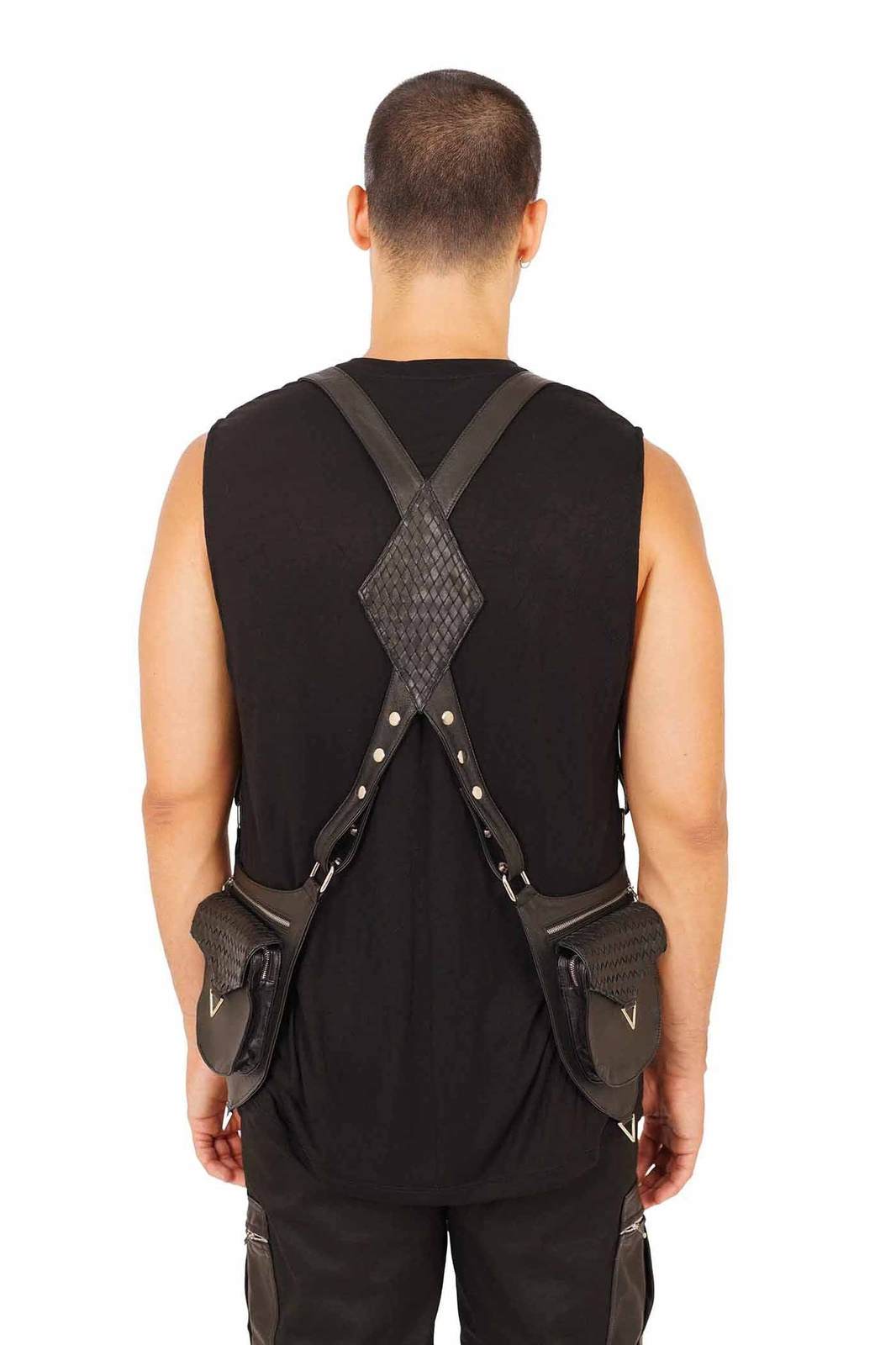 Woven Black Leather Shoulder Holster Bags | Shop Love Khaos