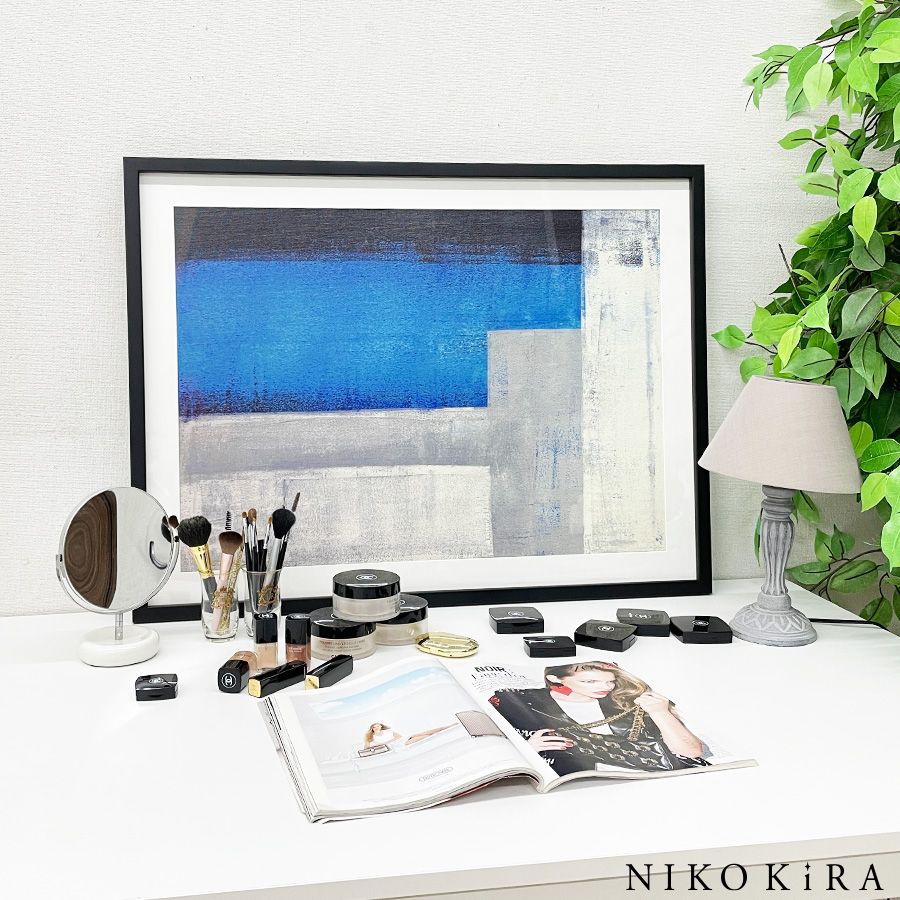 絵画 アートパネル 抽象画 ブラック ブルー グレー ホワイト | 絵画