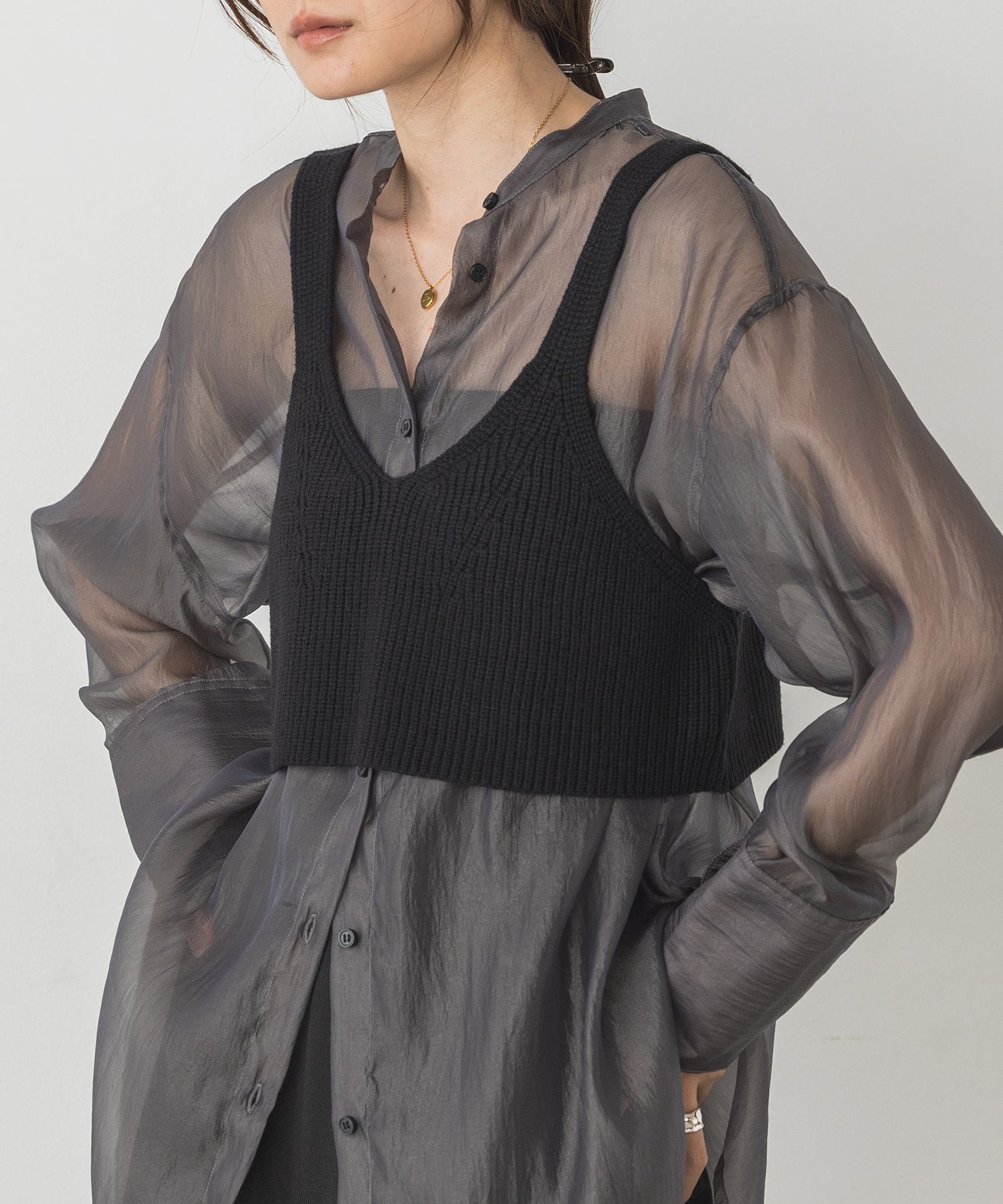 静電気防止】やわもちヤーン ニットビスチェ