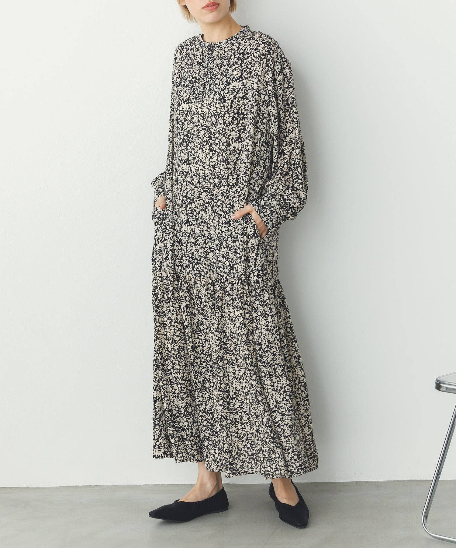 ジョーゼット柄 プリントワンピース