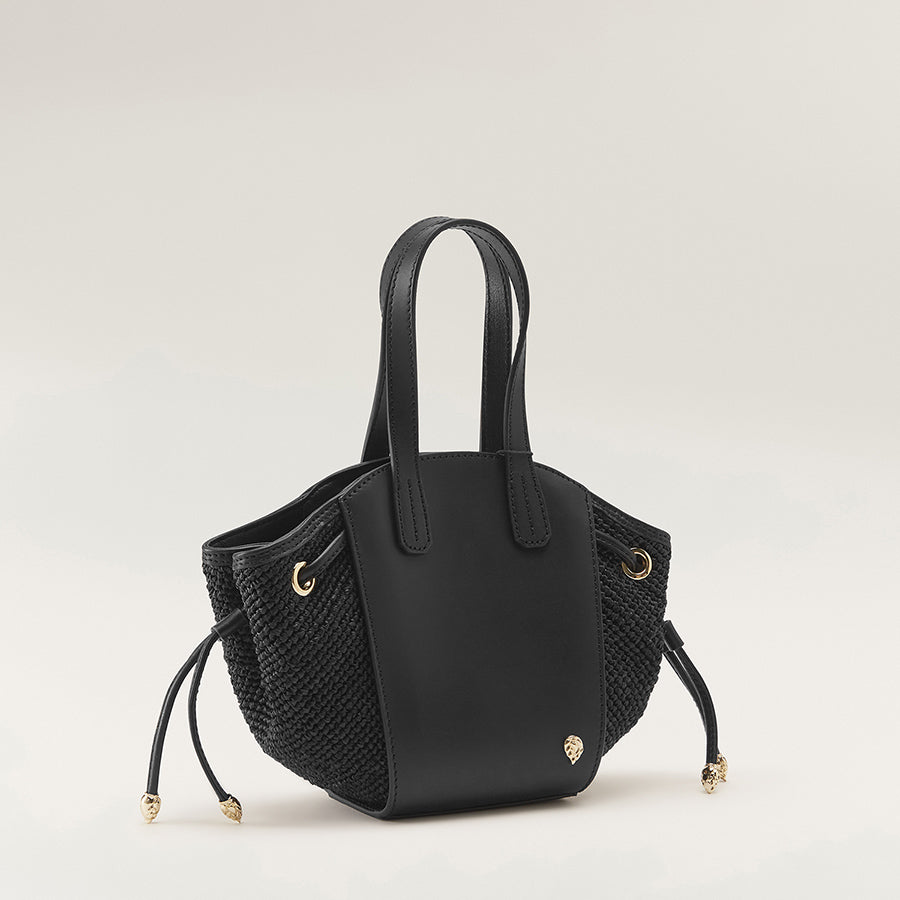 Shop the Piaf Tote With Raffia in Black/Charcoal | Helen Kaminski