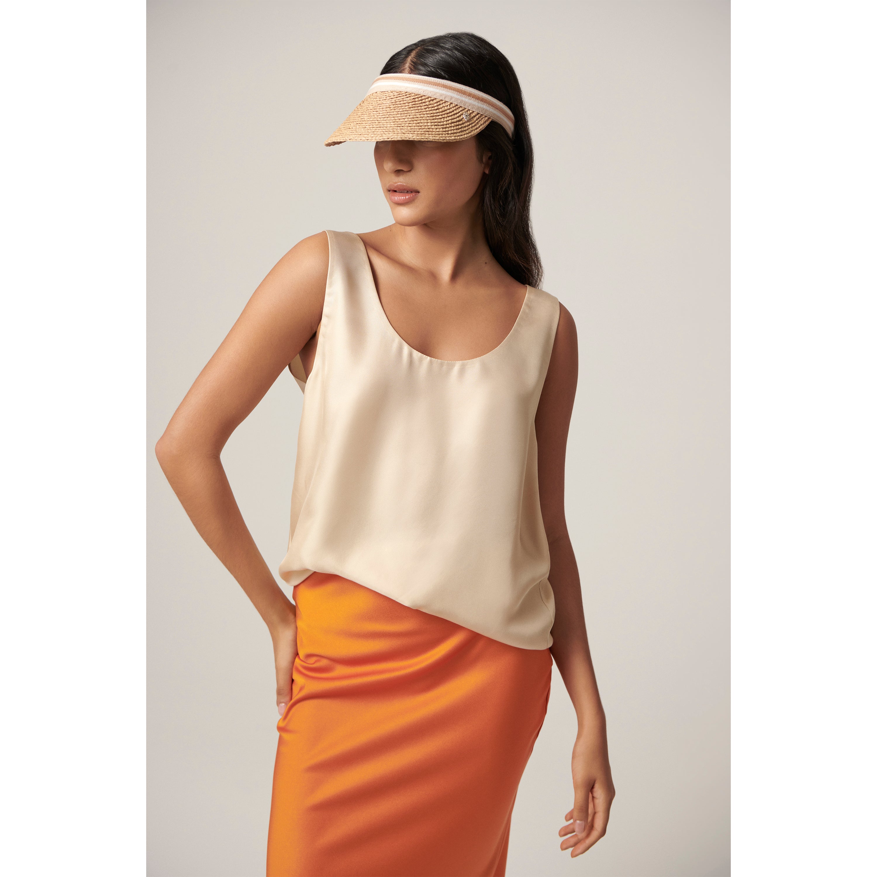 Marina | Natural Stripe Visor Hat | Helen Kaminski