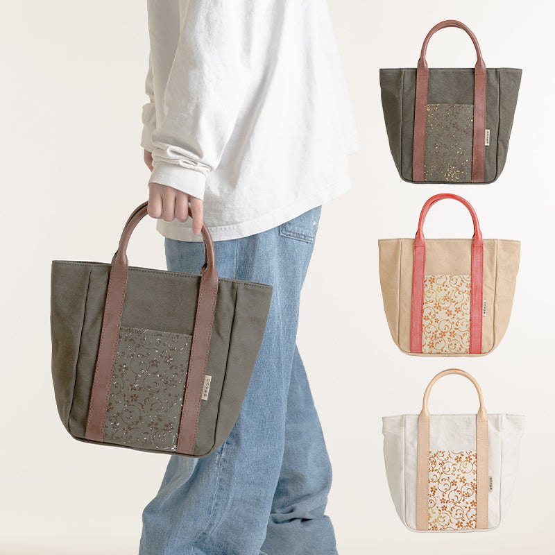 桜漆 革持ち手小トートバッグ – 日乃本帆布