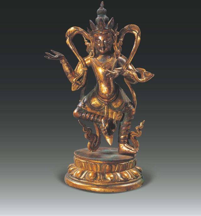 銅】 ☆ 文房 銅鍍金坐姿獬豸造像 ☆ 清朝期 伝説神獣 細密鋳造 雅玩雑