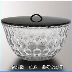 茶器 茶道具 水指 ガラス 硝子 平水指 水玉 水崎長寿作 – 今屋静香園