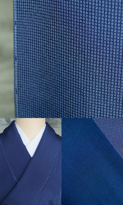 袷】天然泥藍染め角通しと露草柄染め名古屋帯 #kimono #着物 | ちぇら