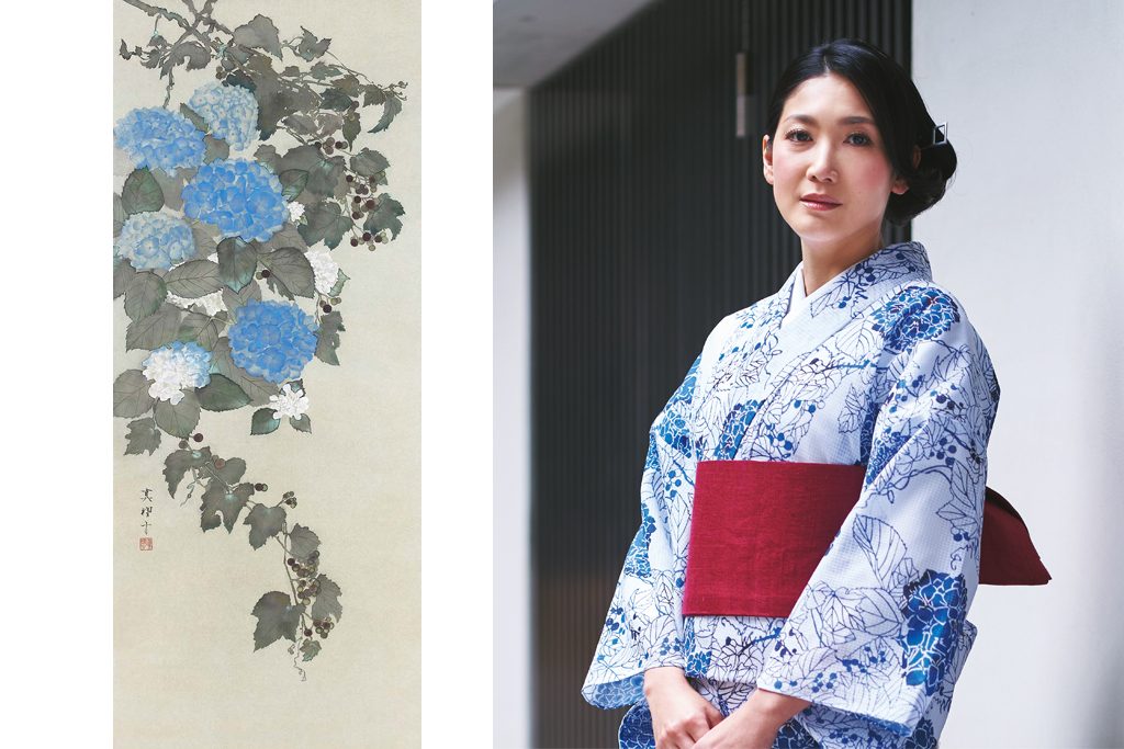 美人日本画家・宮下真理子が描く紫陽花ゆかた、創業177年の老舗・竺仙