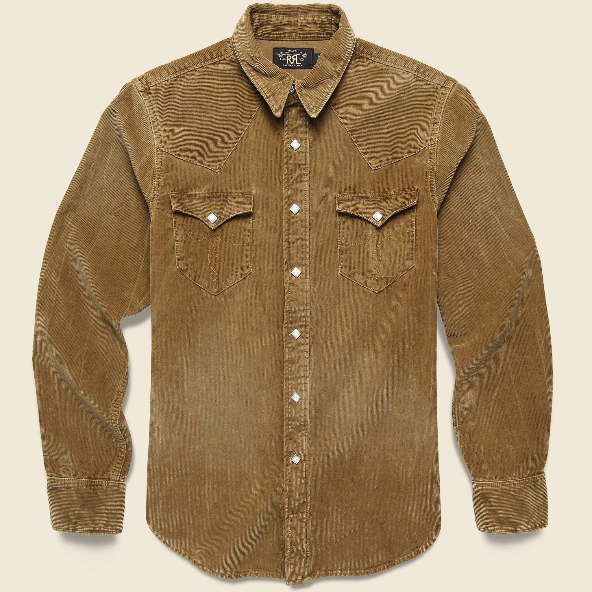Slim Fit Corduroy Western Shirt - Tan