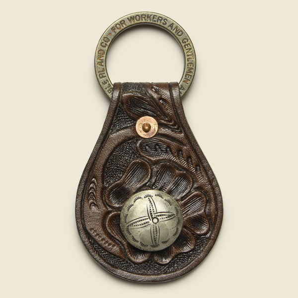 Hand-tooled Leather Key Fob - Brown