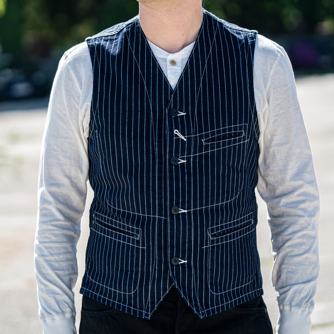 Sugar Cane 9oz Wabash Stripe Work Vest