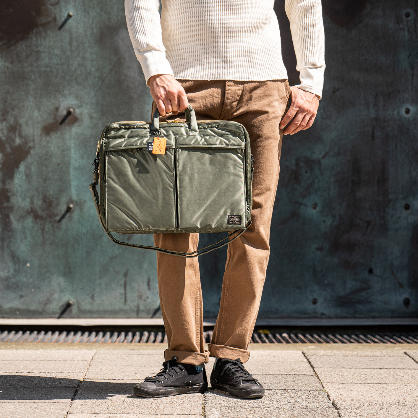 Porter Yoshida Tanker 2Way Briefcase - Sage Green