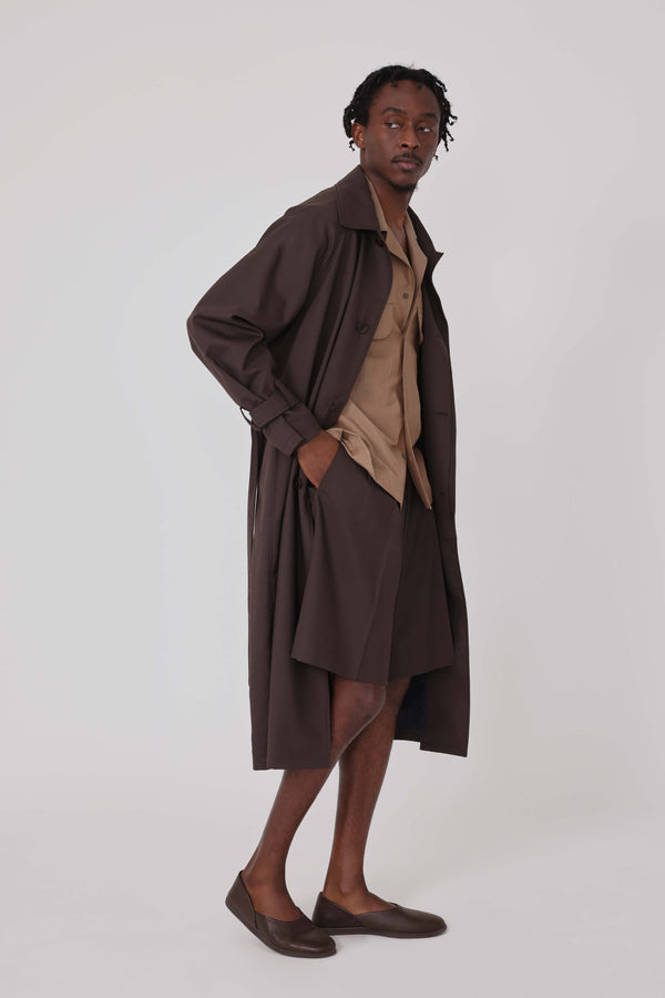 Raglan Coat (Chocolate Tropical Wool) - Stoffa