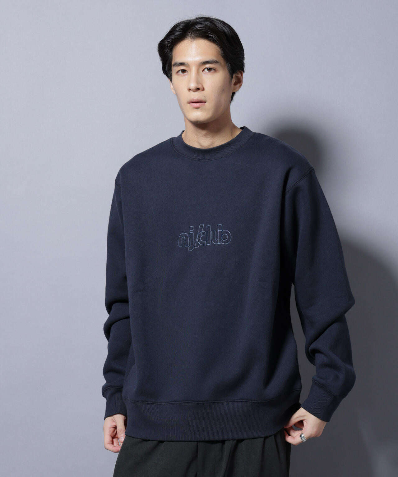 NJ/CLUB」裏起毛 ジャージークルーネックスウェット