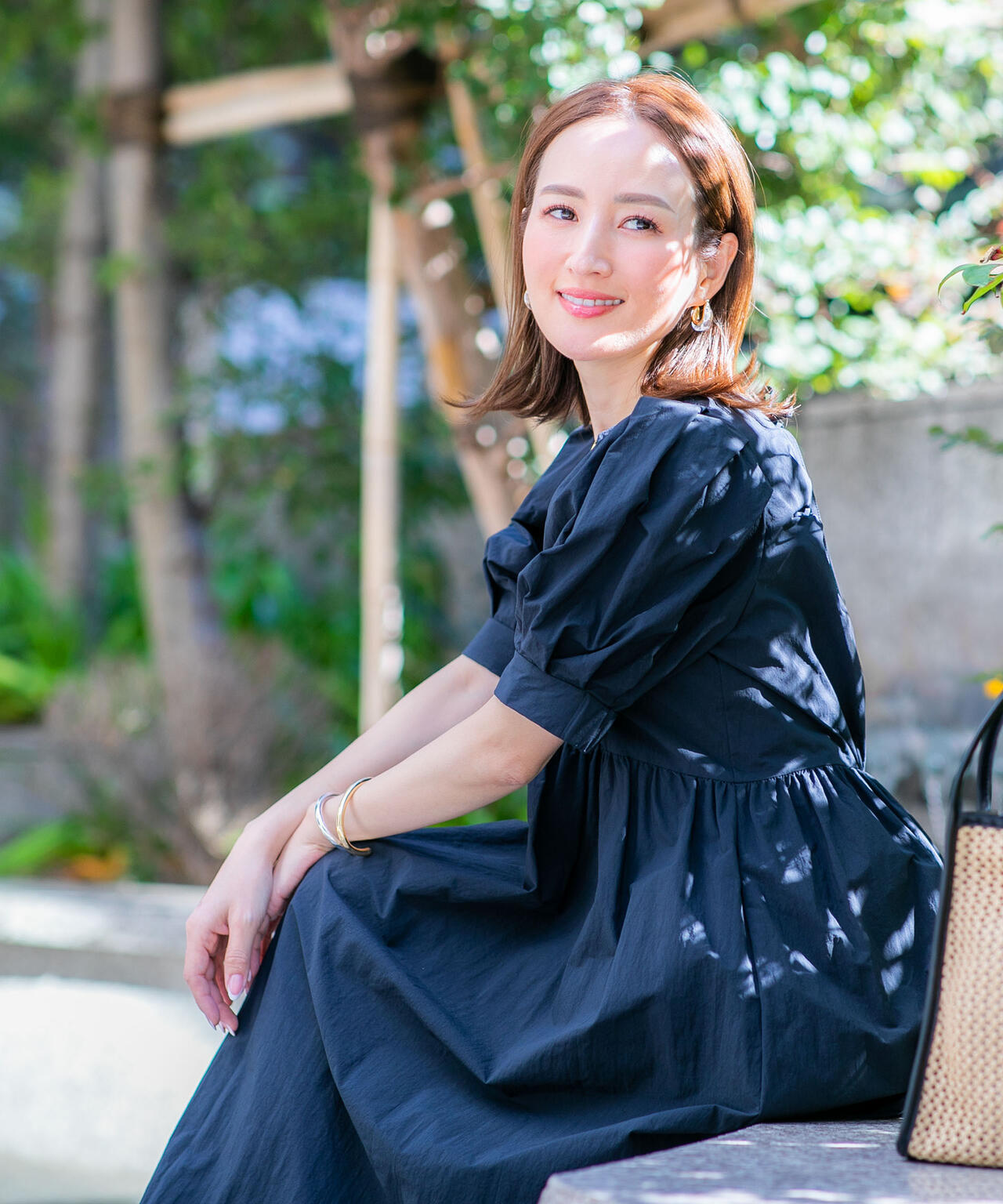 星玲奈 × NANO universe 」タックスリーブ タスラン マキシ ワンピース