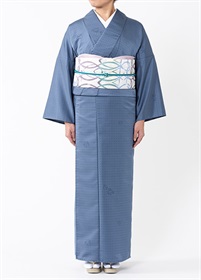 紬 四君子地紋 青 | カジュアル着物 | やまとオンラインストア