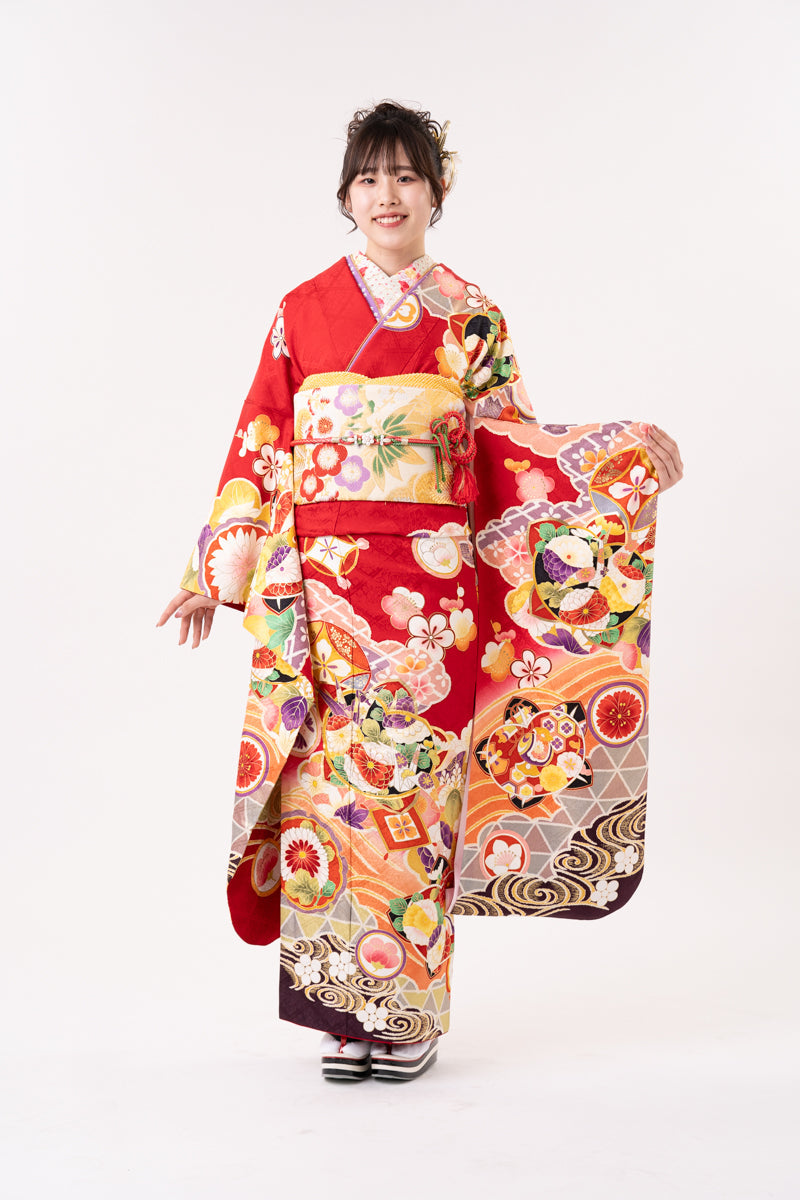 赤地 古典柄 正絹振袖【116】 – SAKURA TOKYO