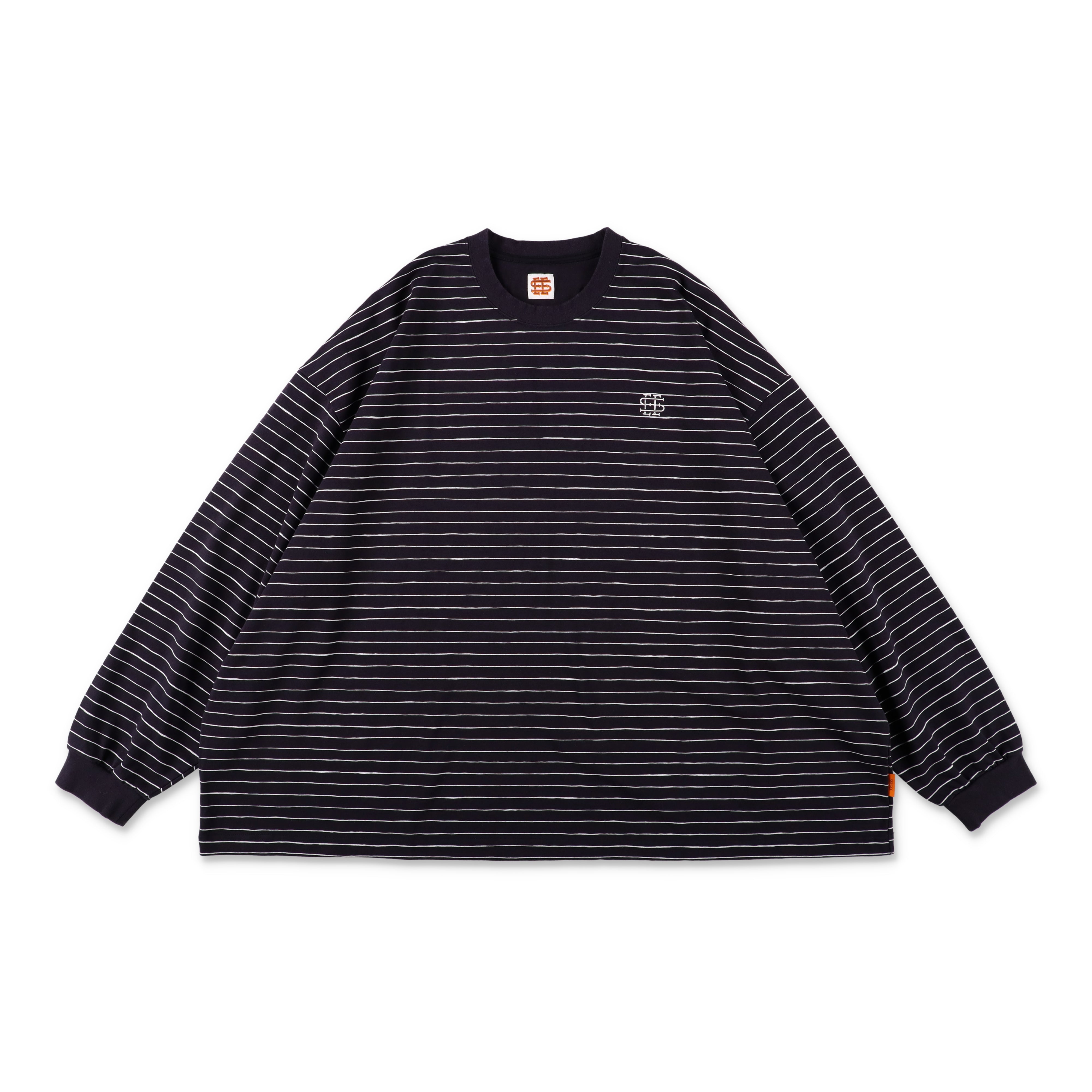SEE SEE SUPER BIG LS FLAT BOARDER TEE 〈TYPE 1〉【NAVY/WHITE
