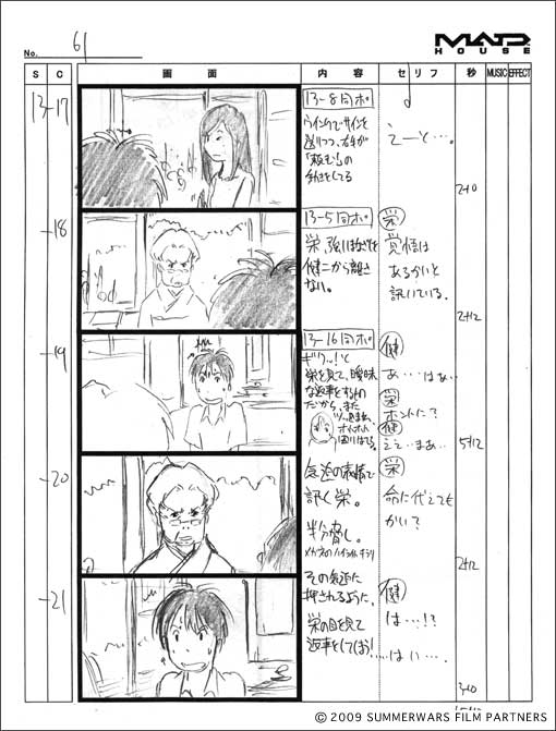 サマーウォーズ 絵コンテ 細田守｜内容を紹介（1）