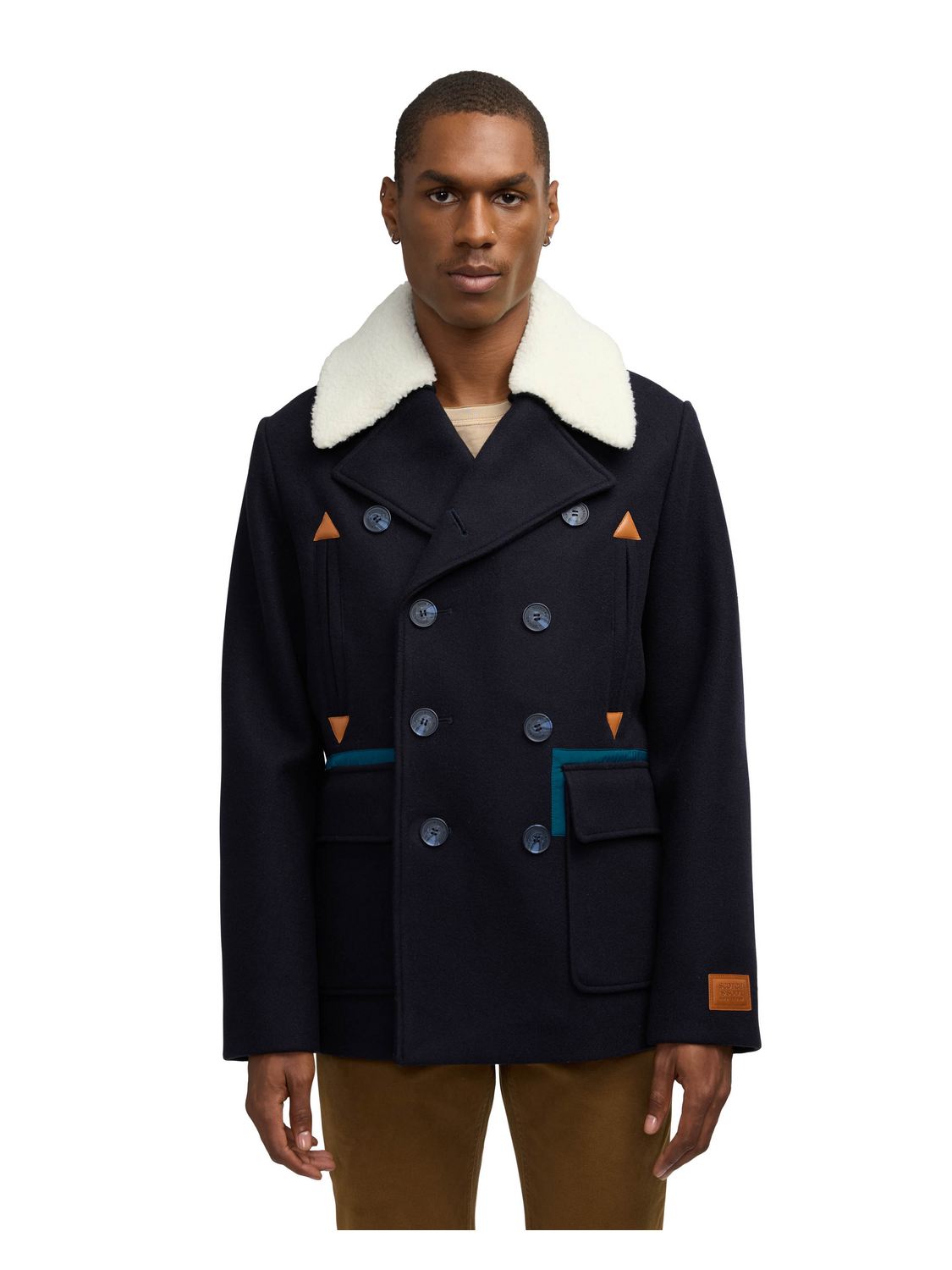 Izak Peacoat With Contrast Detail And Removable Collar – Scotch & Soda