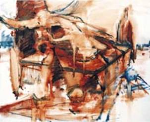 油彩画制作過程