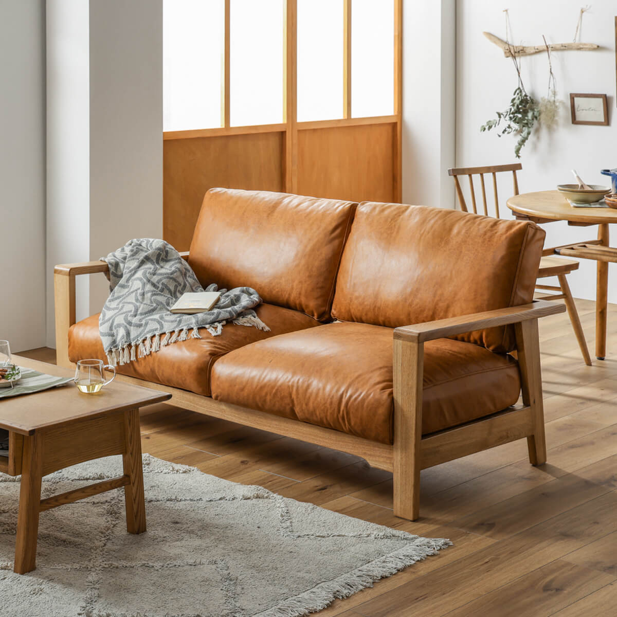 マンジェⅡ 2人掛けソファ レザーテックス