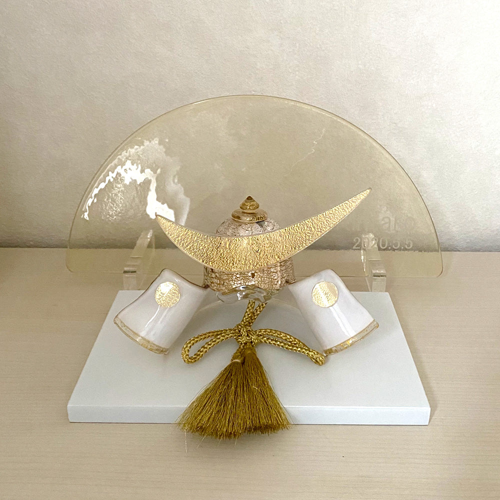五月人形・兜飾り Glass studio MIGAKI ヴェネチアングラスの節句兜 光