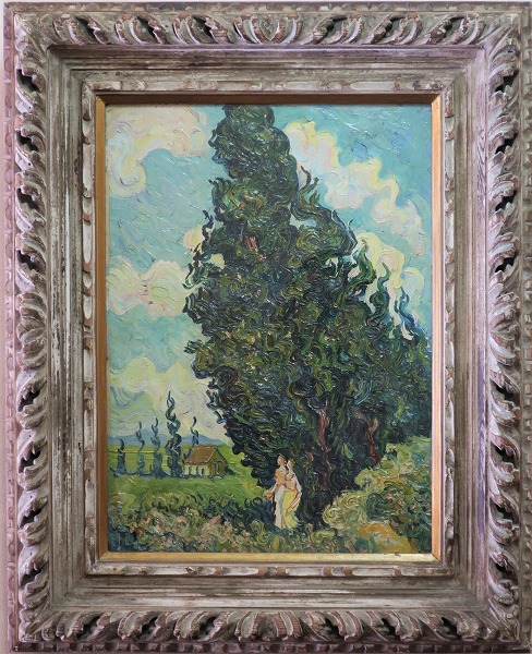 風景画 作家 オリバー 作品名 糸杉のある242/250 額サイズ55x43c 風景