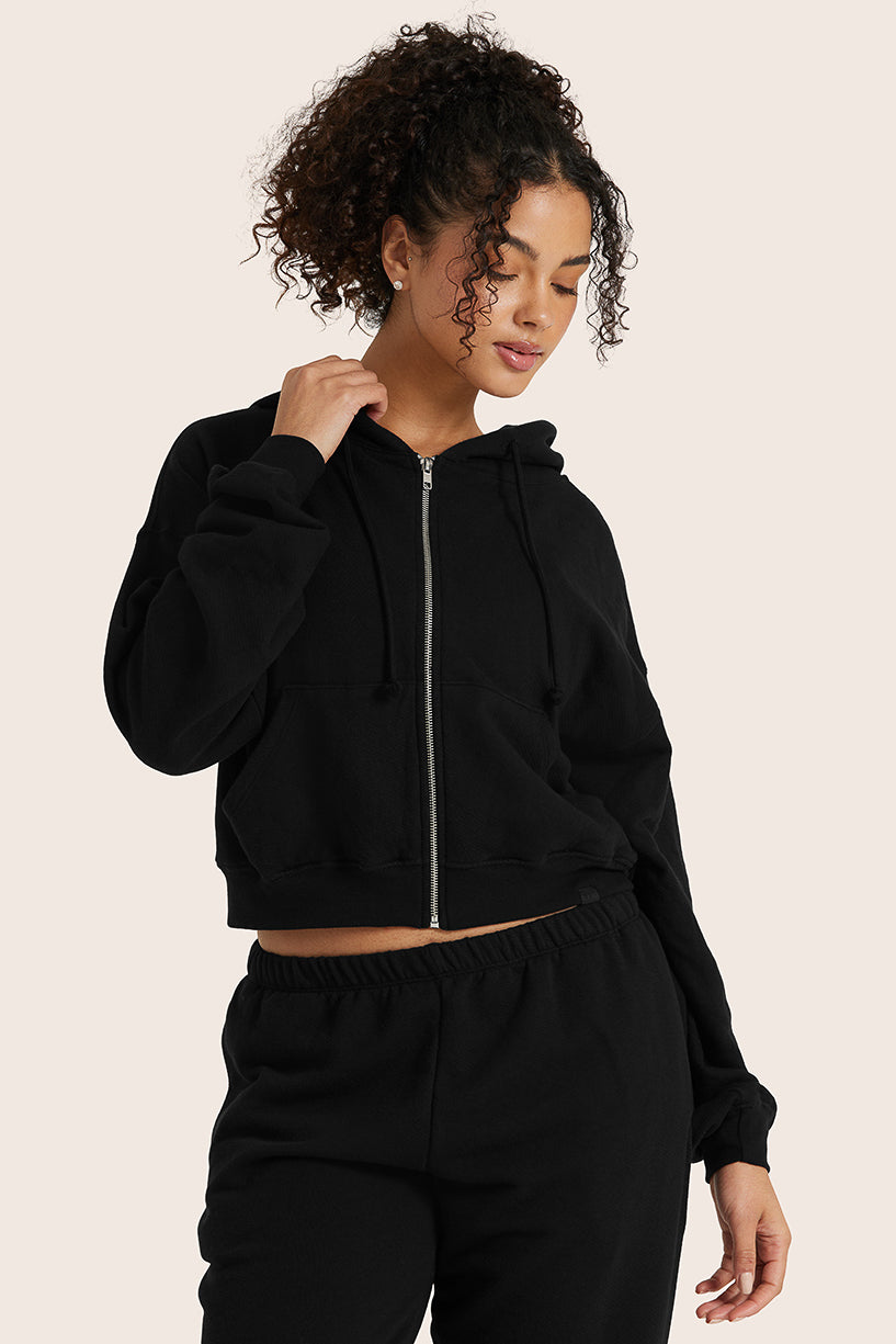 LIGHTWEIGHT SWEATS CLASSIC ZIP HOODIE - ONYX – SET ACTIVE