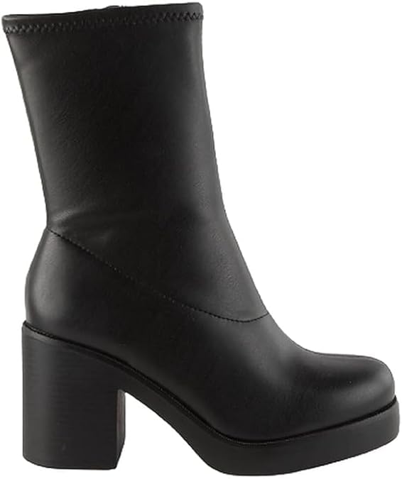 Women's Square Toe Boots Platform Ankle Boots Mid Calf Boots