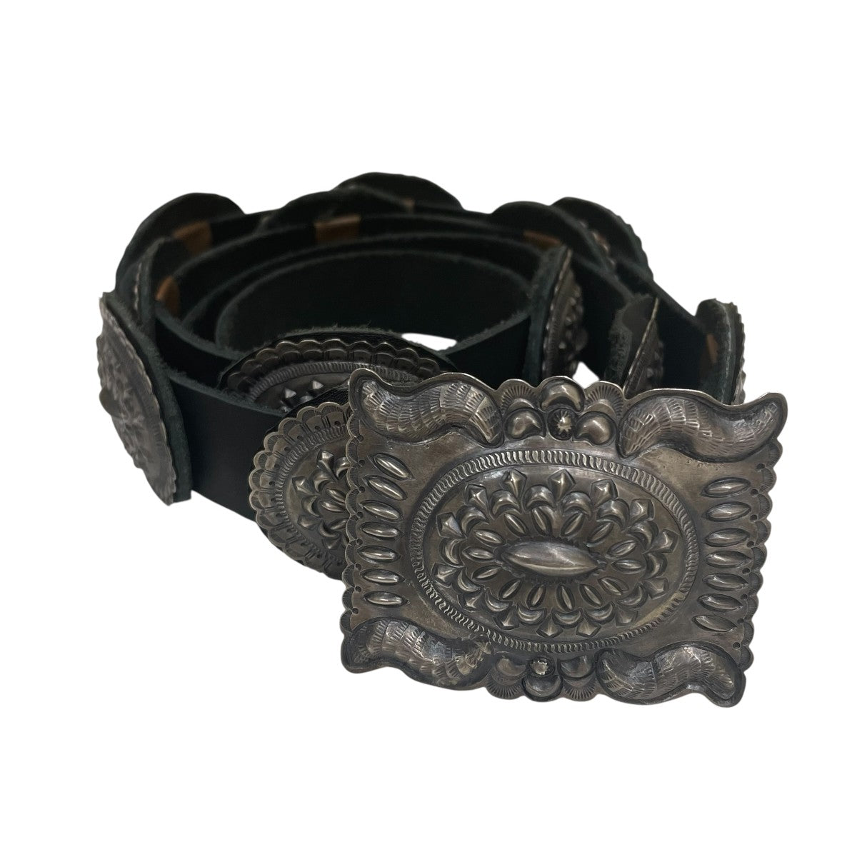 NAVAJO(ナバホ) Tom Charlie ナバホ族コンチョベルト VINTAGE ブラック