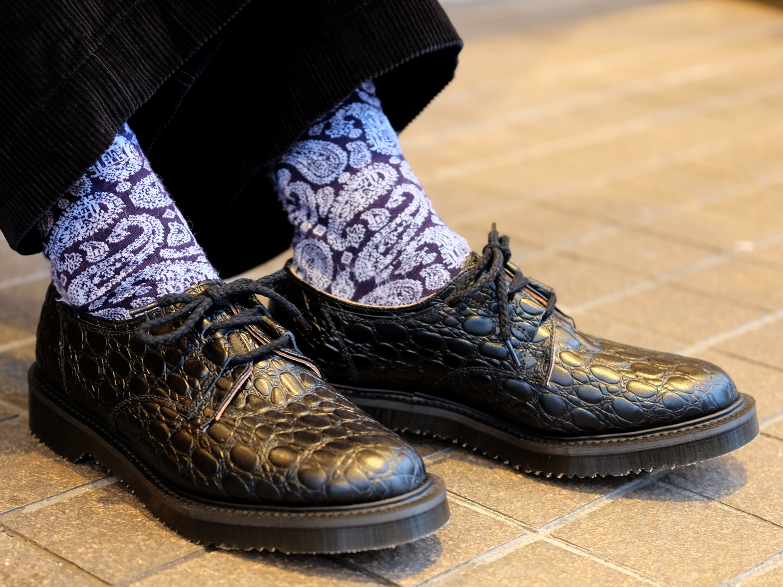 GEORGE COX×MAIDENS SHOP “GILLIE SHOES(CROCODILE PATTERN BY