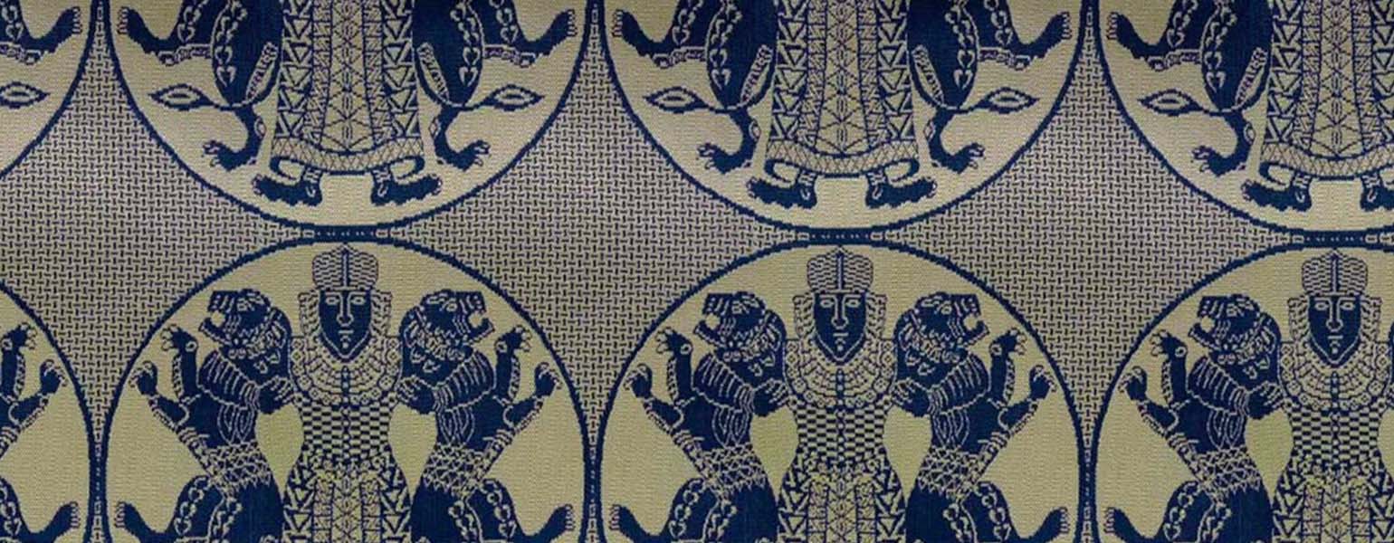 超希少116cm大判】龍村美術織物 非売品 大阪証券取引所記念 四天王狩猟文