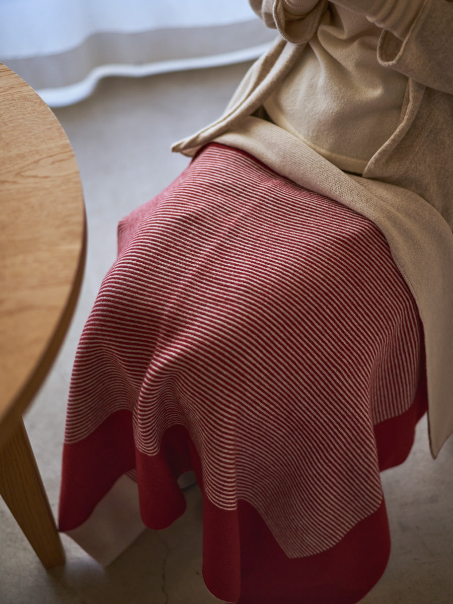 日本製】カシミヤ100% 額縁ストライプ ブランケット（120cm×76cm