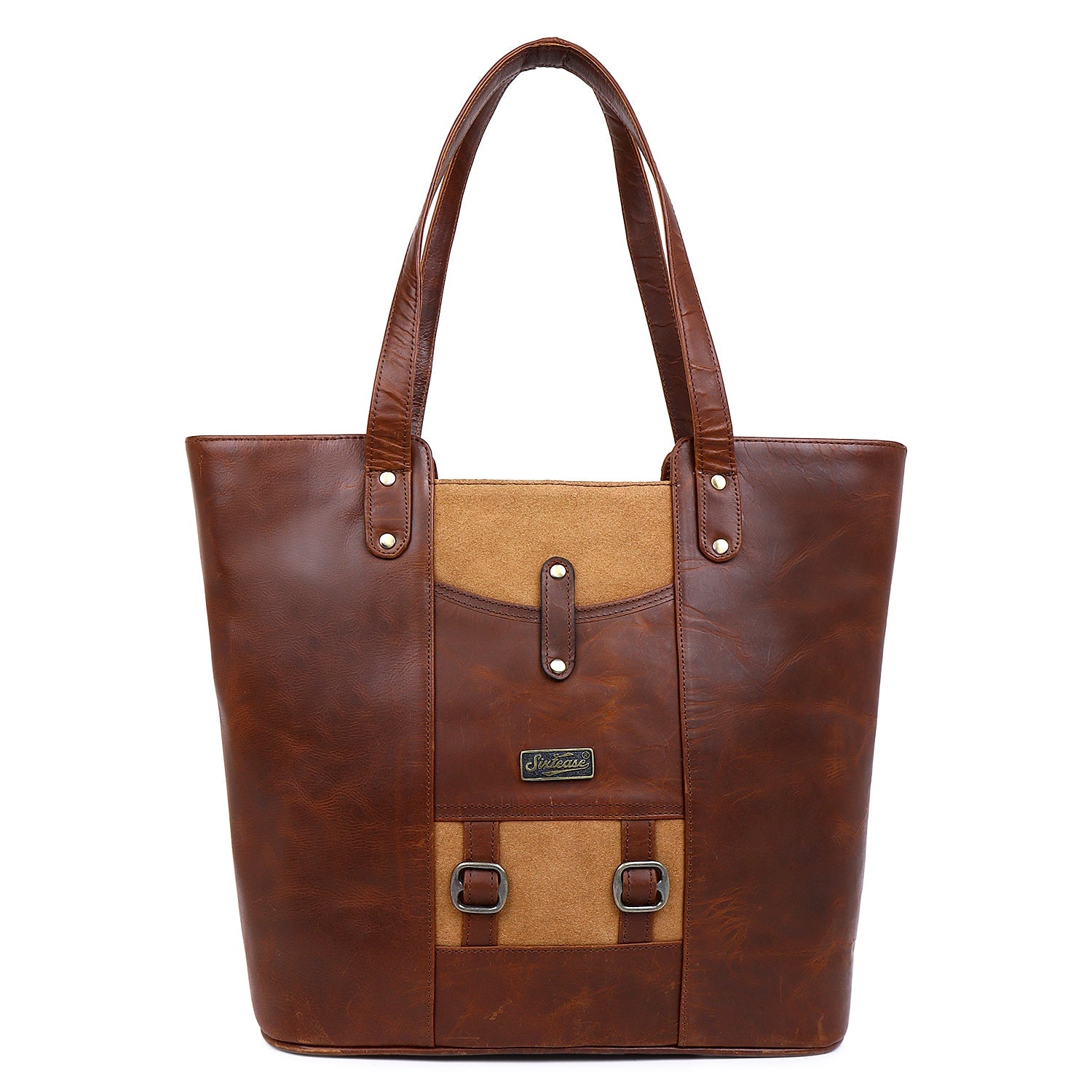 Sixtease's Distressed Delight Tote Bag: Vintage-Inspired Leather, Quir